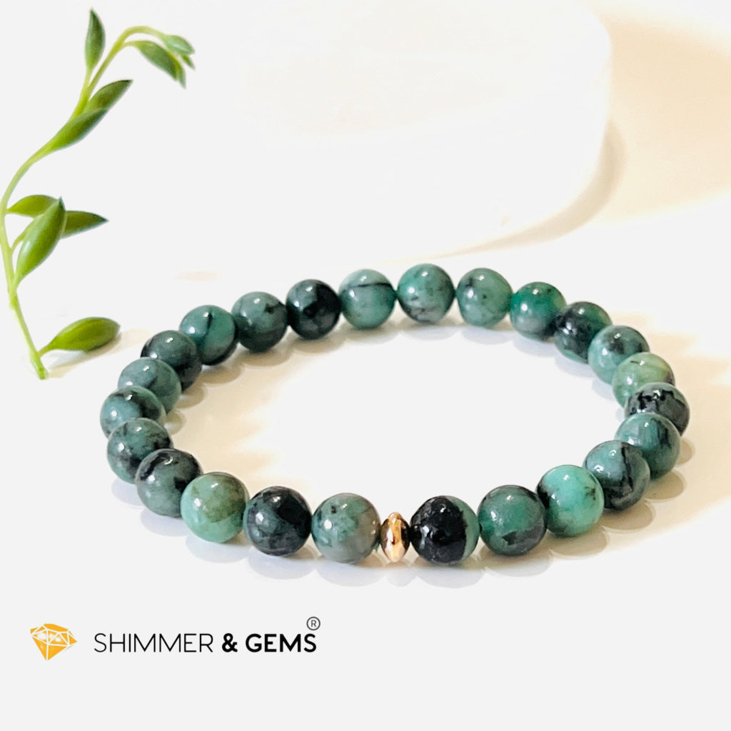 Emerald Healing 8Mm Bracelet With 14K Gold-Filled Bead (Success & Luck) Bracelets