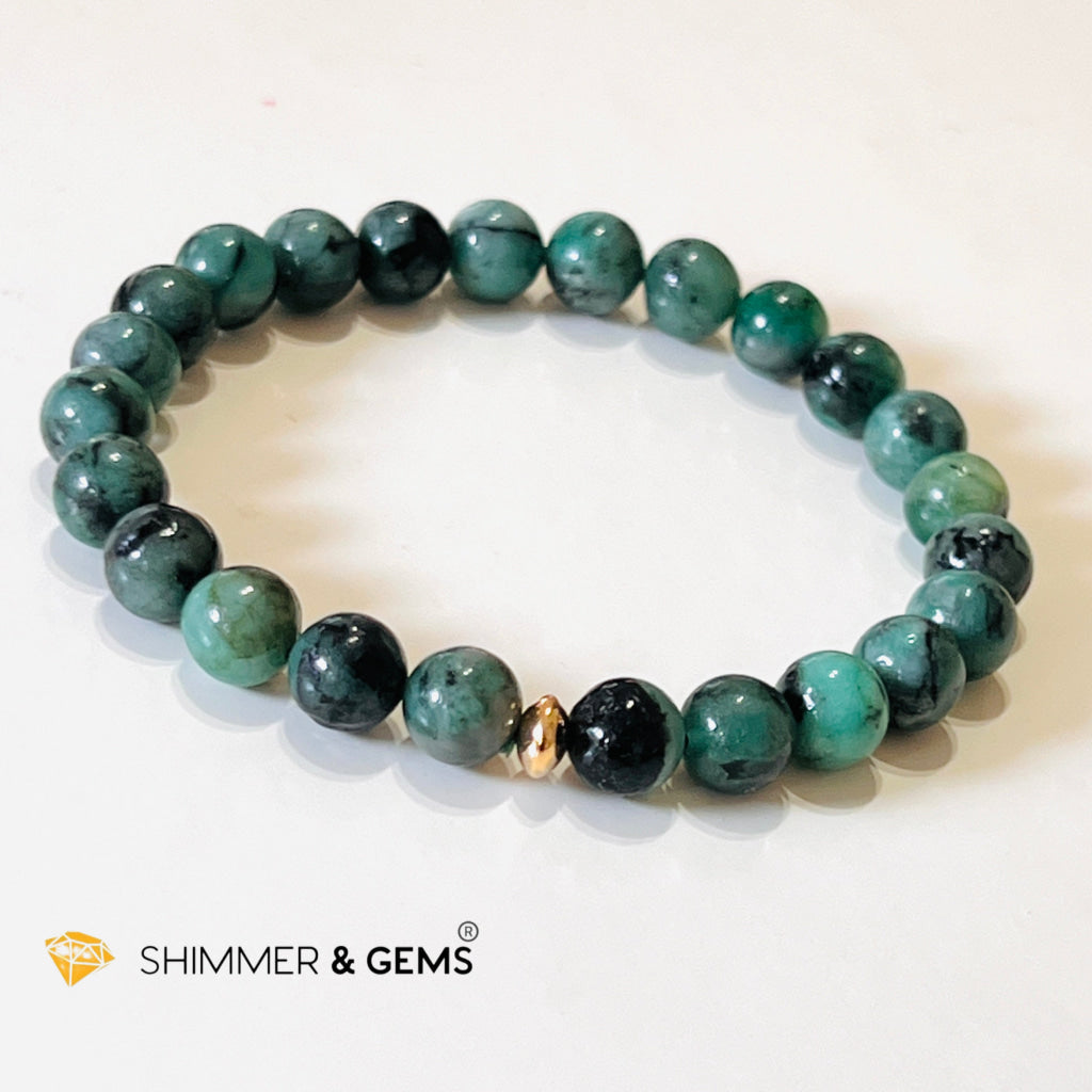 Emerald Healing 8Mm Bracelet With 14K Gold-Filled Bead (Success & Luck) Bracelets