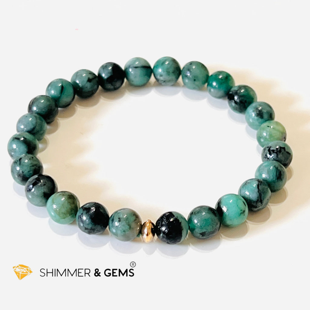 Emerald Healing 8Mm Bracelet With 14K Gold-Filled Bead (Success & Luck) Bracelets