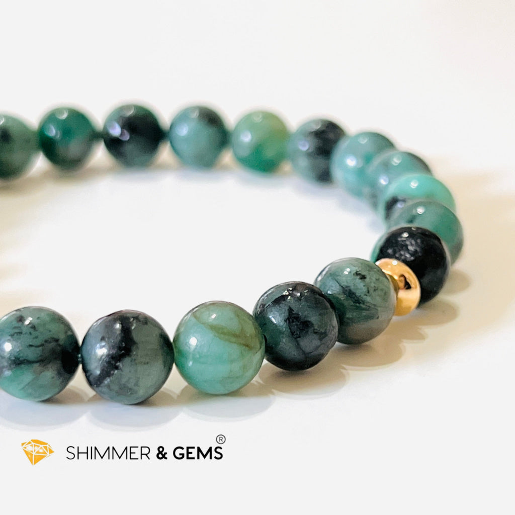 Emerald Healing 8Mm Bracelet With 14K Gold-Filled Bead (Success & Luck) Bracelets