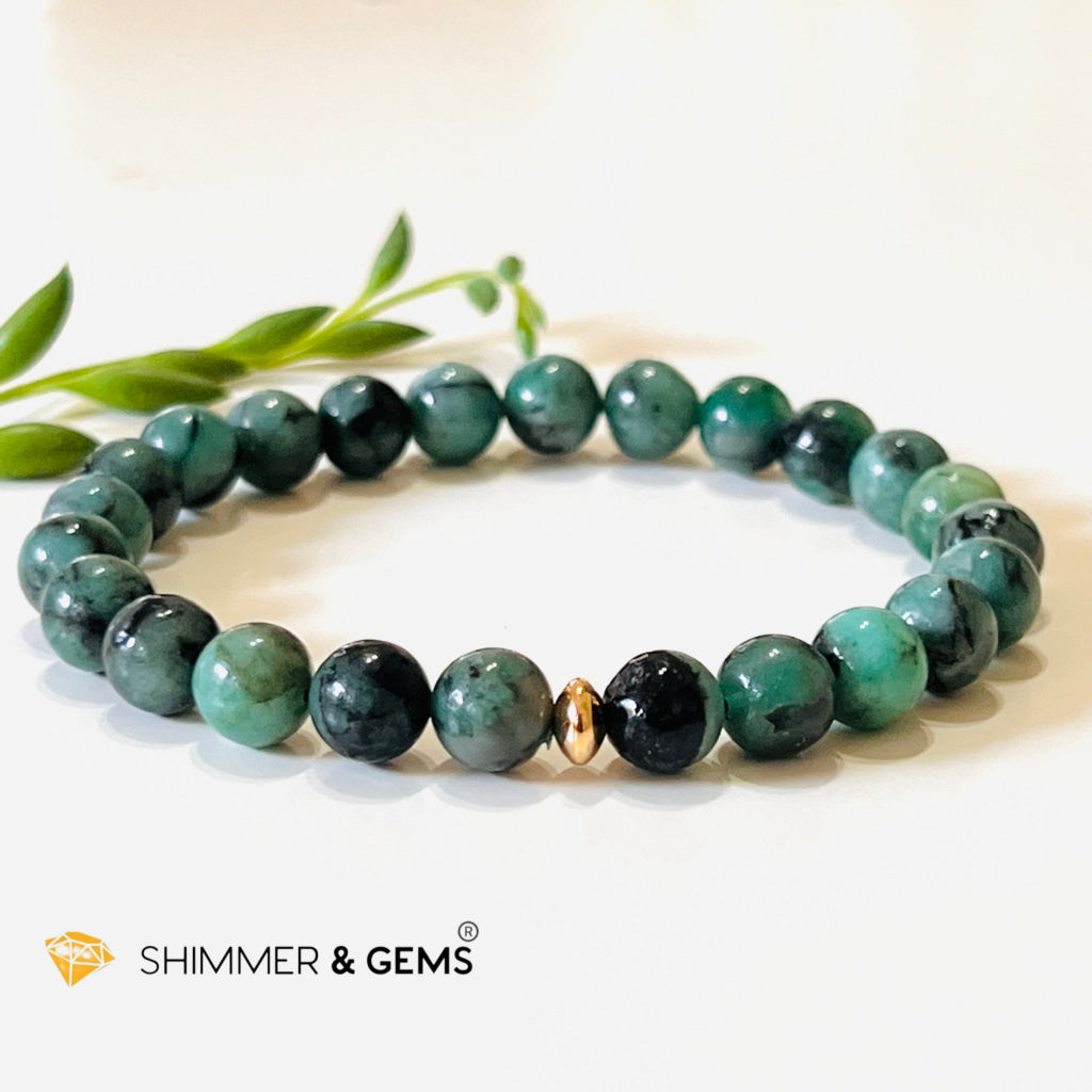 Emerald Healing 8Mm Bracelet With 14K Gold-Filled Bead (Success & Luck) Bracelets