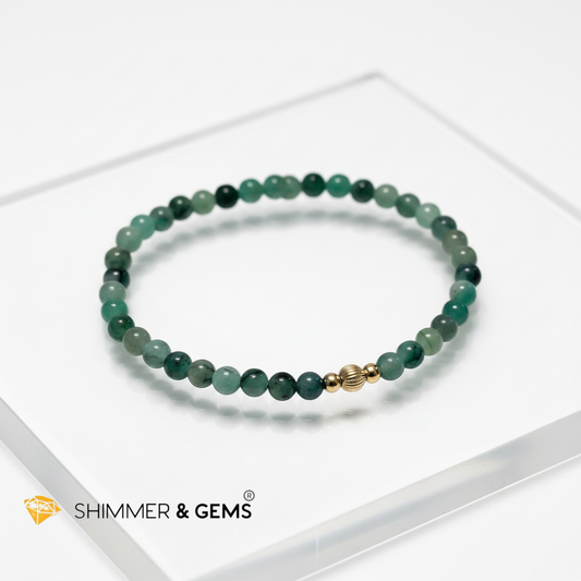 Emerald (Natural) 4mm Bracelet with 14k gold filled (Premium)