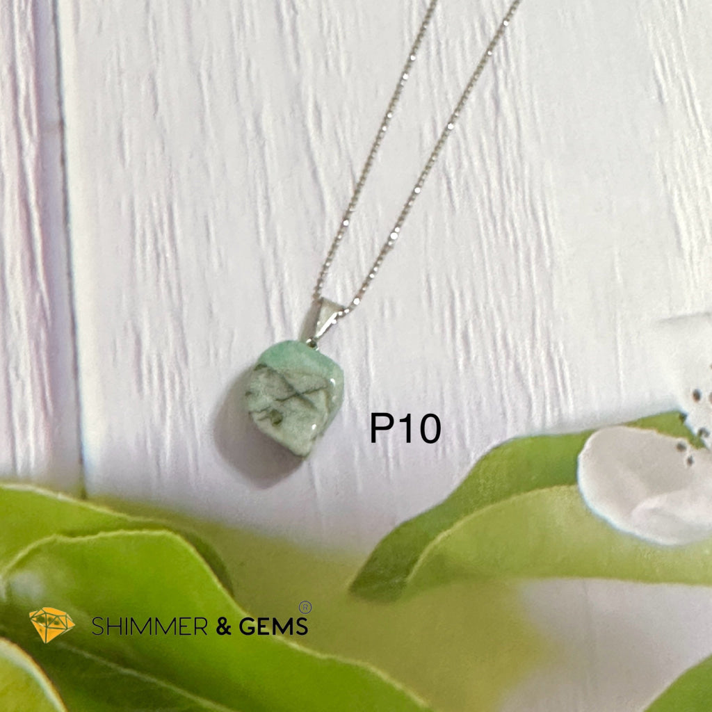 Emerald Tumbled Stainless Steel Pendant (30mm)