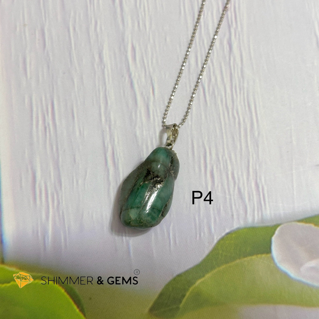 Emerald Tumbled Stainless Steel Pendant (30mm)
