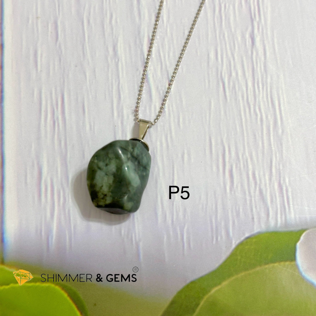 Emerald Tumbled Stainless Steel Pendant (30mm)