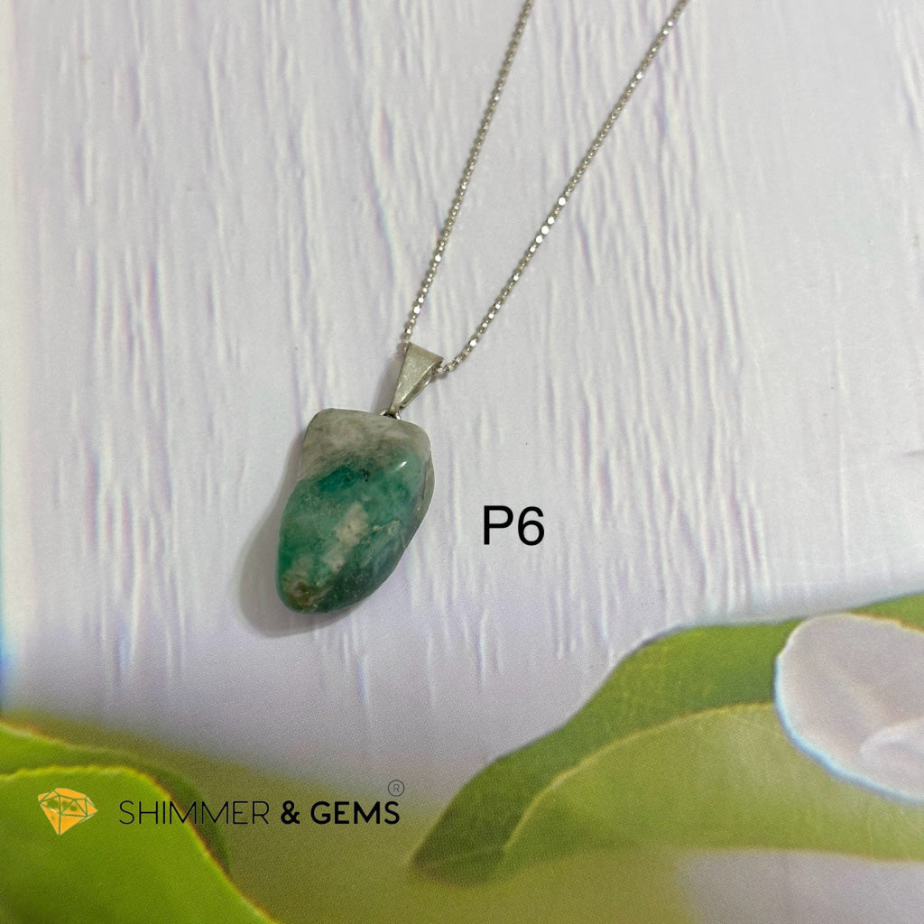Emerald Tumbled Stainless Steel Pendant (30mm)