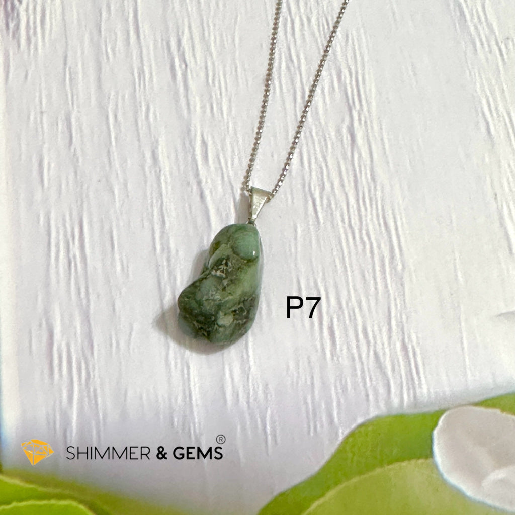 Emerald Tumbled Stainless Steel Pendant (30mm)