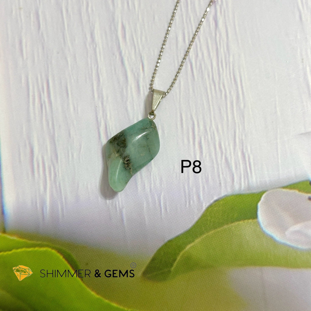 Emerald Tumbled Stainless Steel Pendant (30mm)