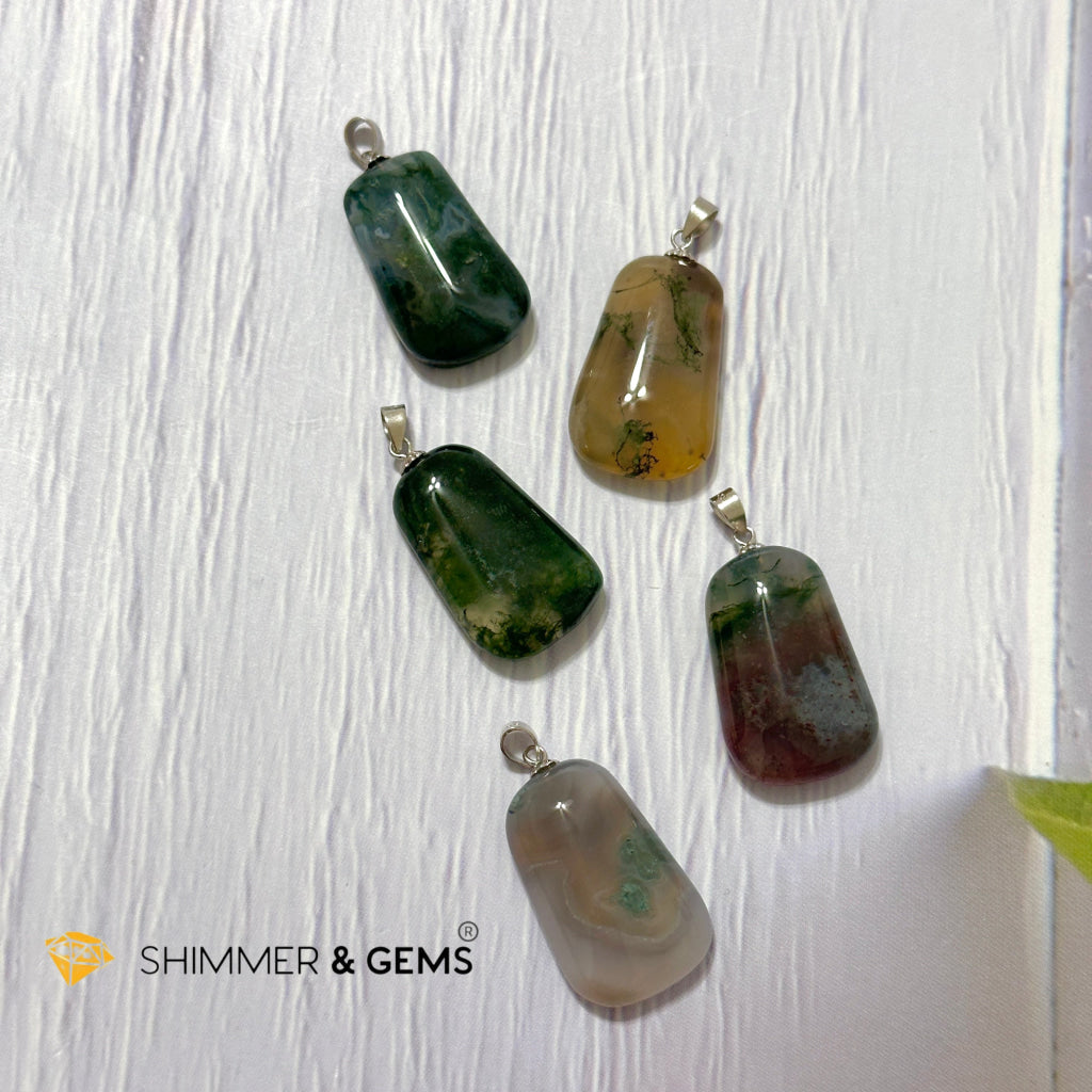 Enhydro Moss Agate Pendant 925 Silver (Rare!)