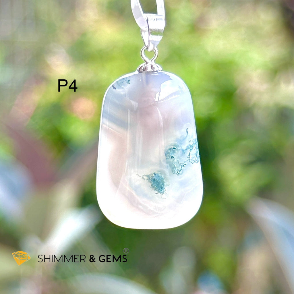 Enhydro Moss Agate Pendant 925 Silver (Rare!)