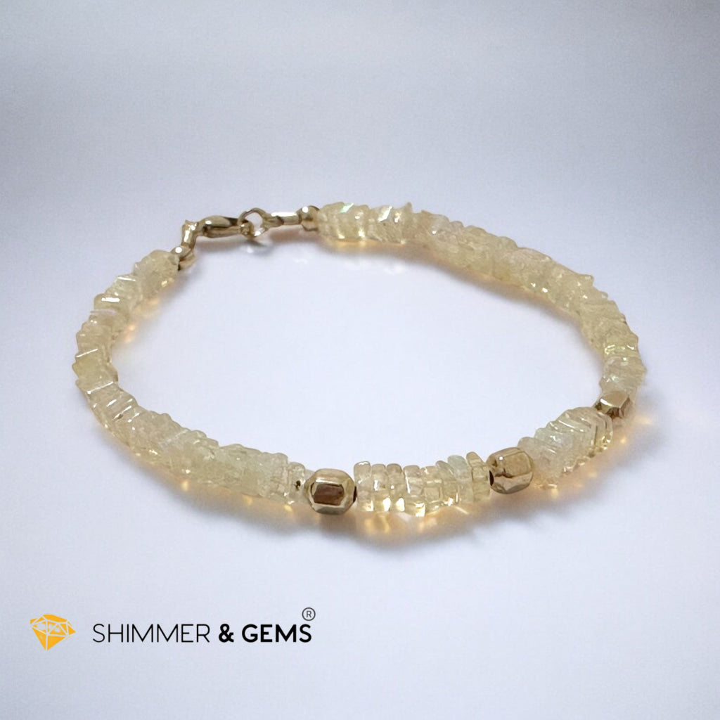 Ethiopian Opal Rondelle 3x4mm Bracelet with Gold-Filled Clasp and Beads (AAA Grade) Premium