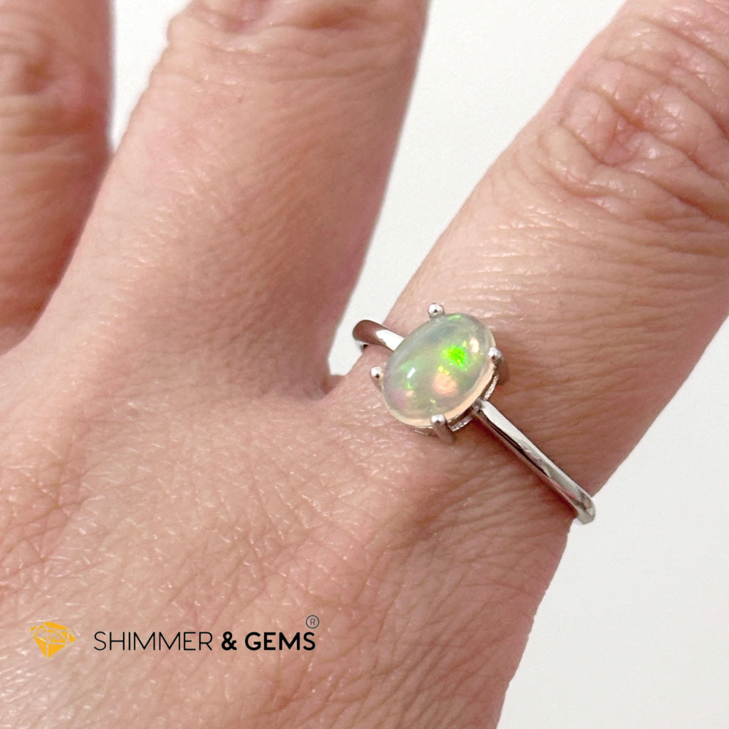 Ethiopian Yellow Opal 925 Silver Ring (Adjustable Size)