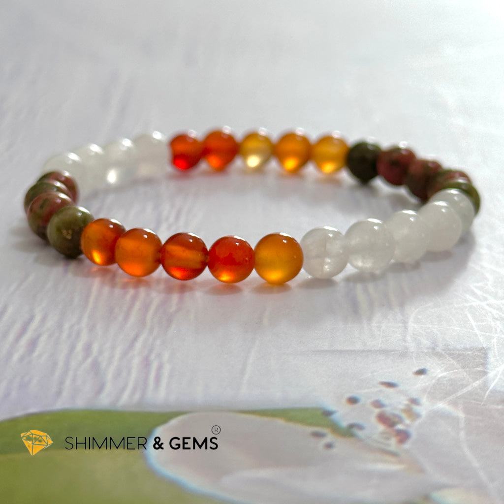 Fertility & Growth Remedy Bracelet (Moonstone, Unakite, Carnelian 6mm)