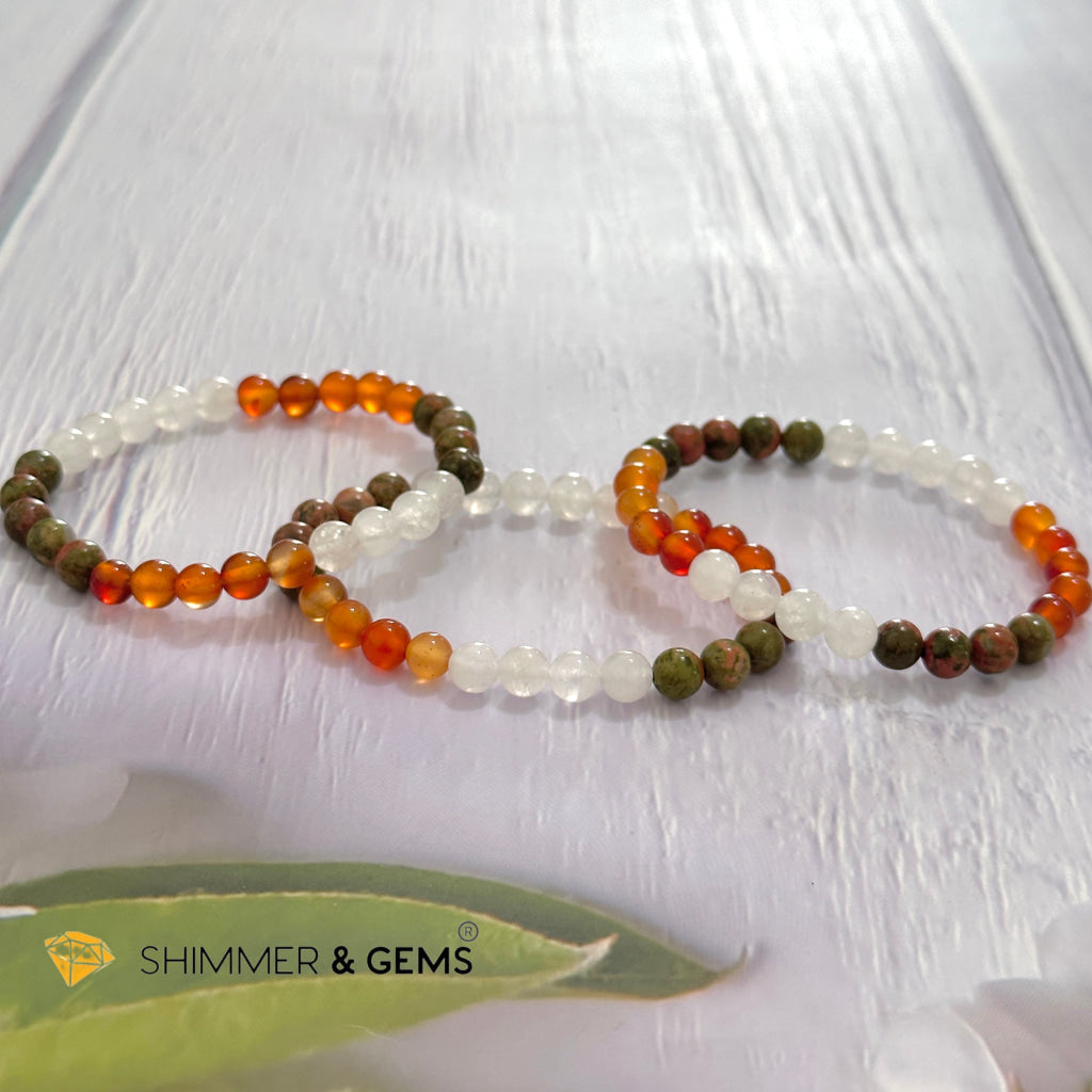 Fertility & Growth Remedy Bracelet (Moonstone, Unakite, Carnelian 6mm)