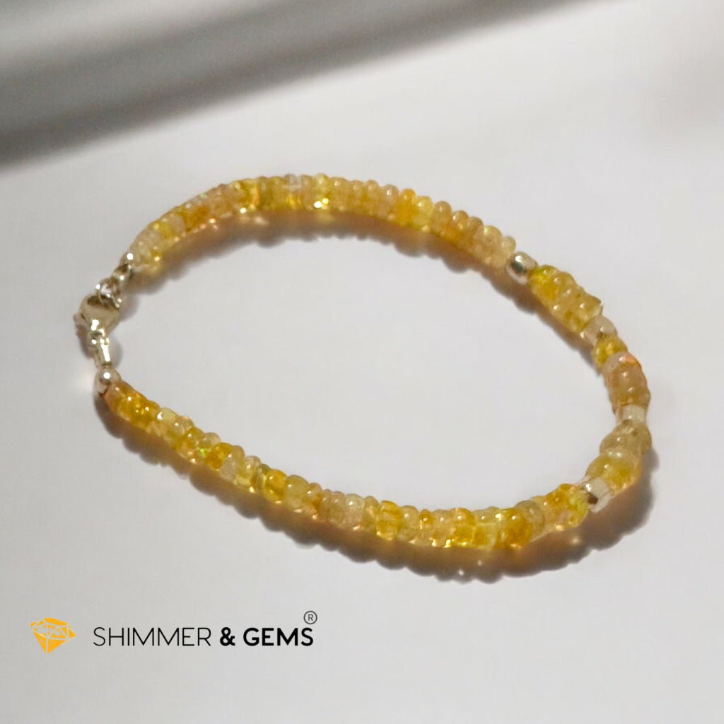 Fire Welo Ethiopian Opal Rondelle 3x5mm Bracelet with 14k Gold-Filled Clasp and Beads (AAA Grade)Premium