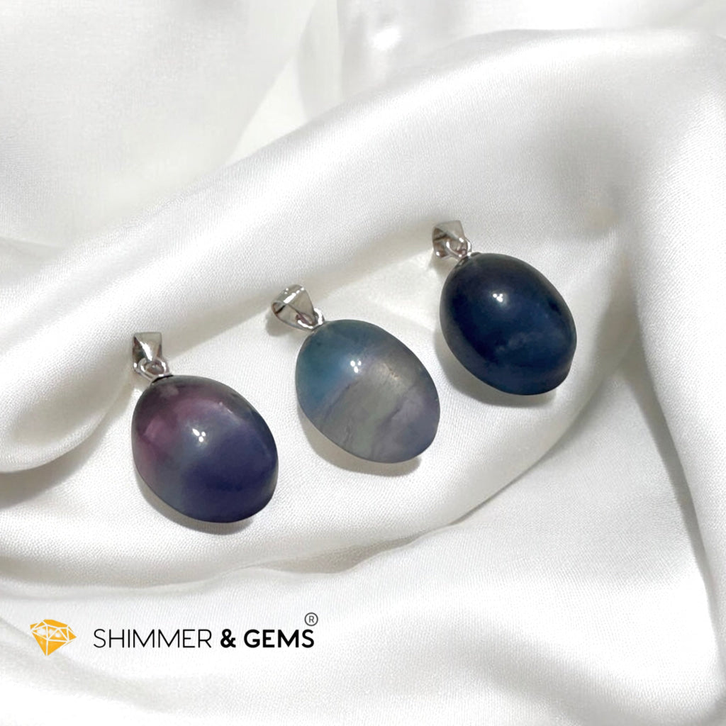 Fluorite Oval Pendant in 925 Silver- Flow in Life