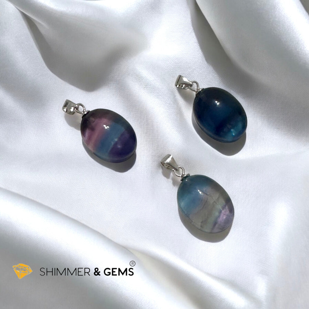 Fluorite Oval Pendant in 925 Silver- Flow in Life
