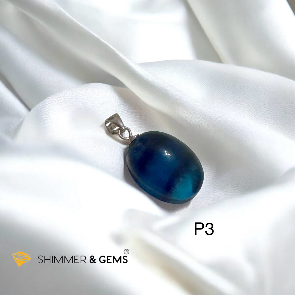 Fluorite Oval Pendant in 925 Silver- Flow in Life