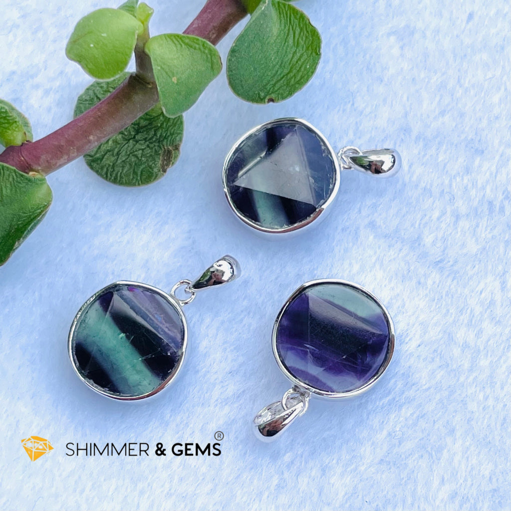 Star Of David Fluorite 12Mm Pendant 925 Silver Charms & Pendants