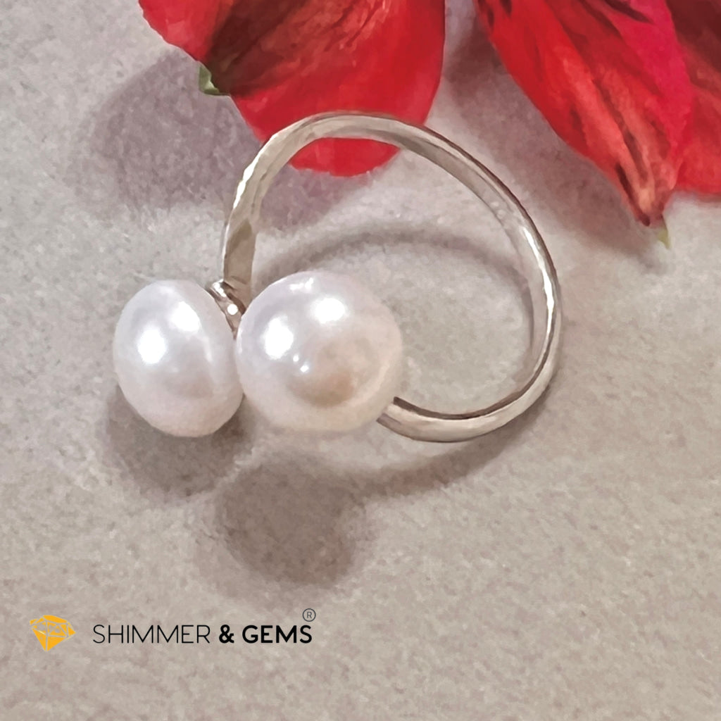 Freshwater Pearl Stud Donut Earrings Ring & Pendant With 925 Silver Chain Set