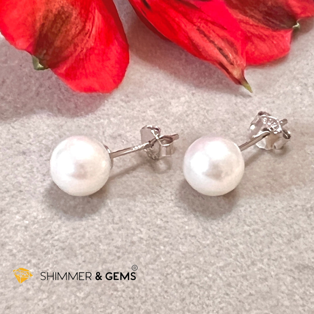 Freshwater Pearl Stud Earrings & Pendant With 925 Silver Chain Set