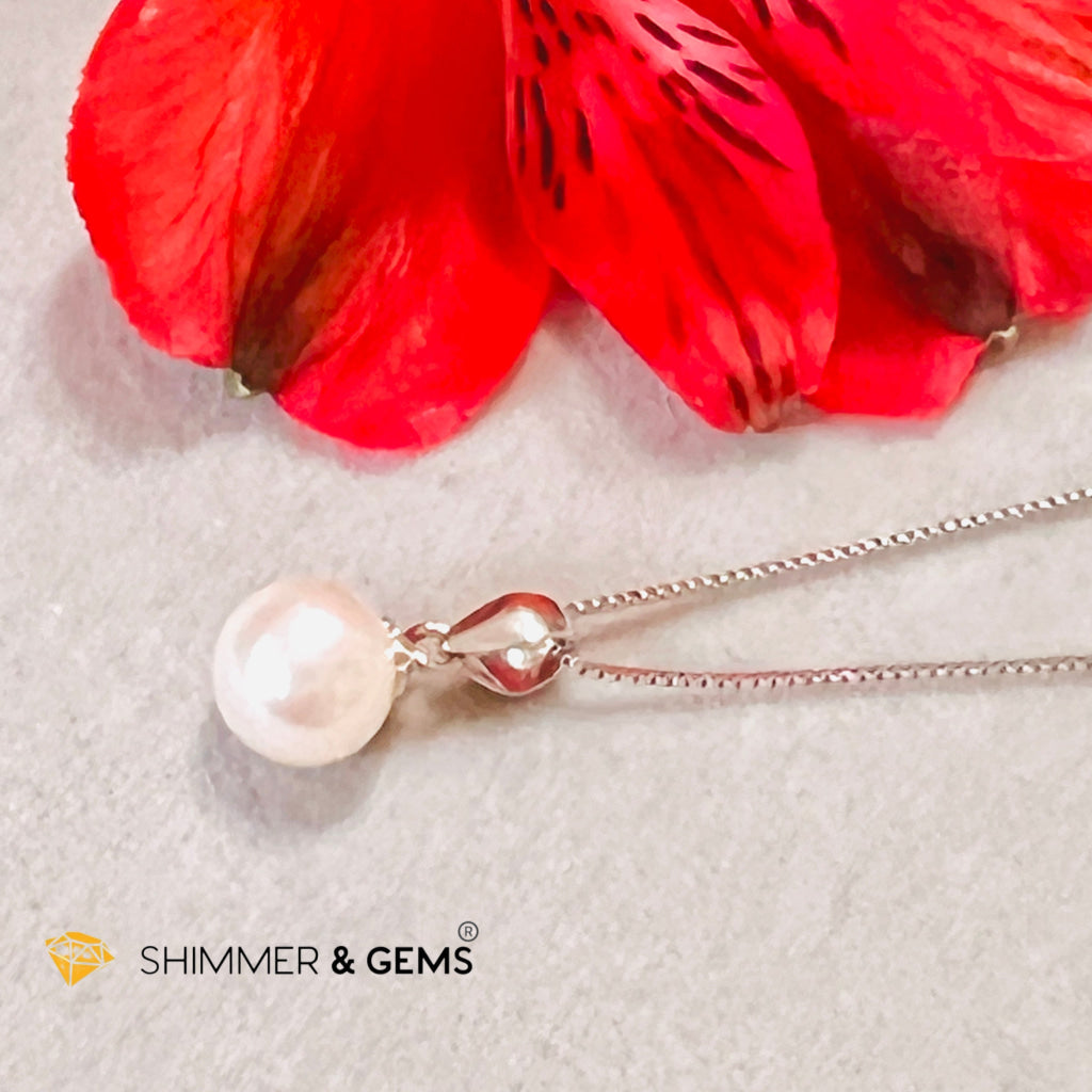 Freshwater Pearl Stud Earrings & Pendant With 925 Silver Chain Set