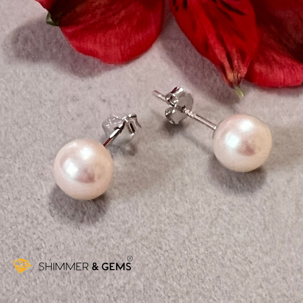 Freshwater Pearl Stud Earrings & Pendant With 925 Silver Chain Set