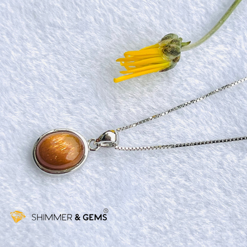 Gold Sunstone Oval Pendant 8X10Mm Charms & Pendants