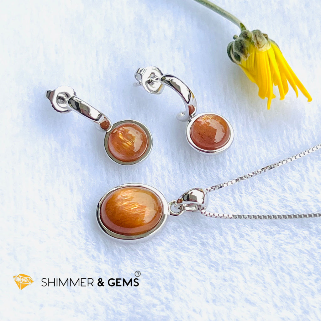Gold Sunstone Oval Pendant 8X10Mm Charms & Pendants