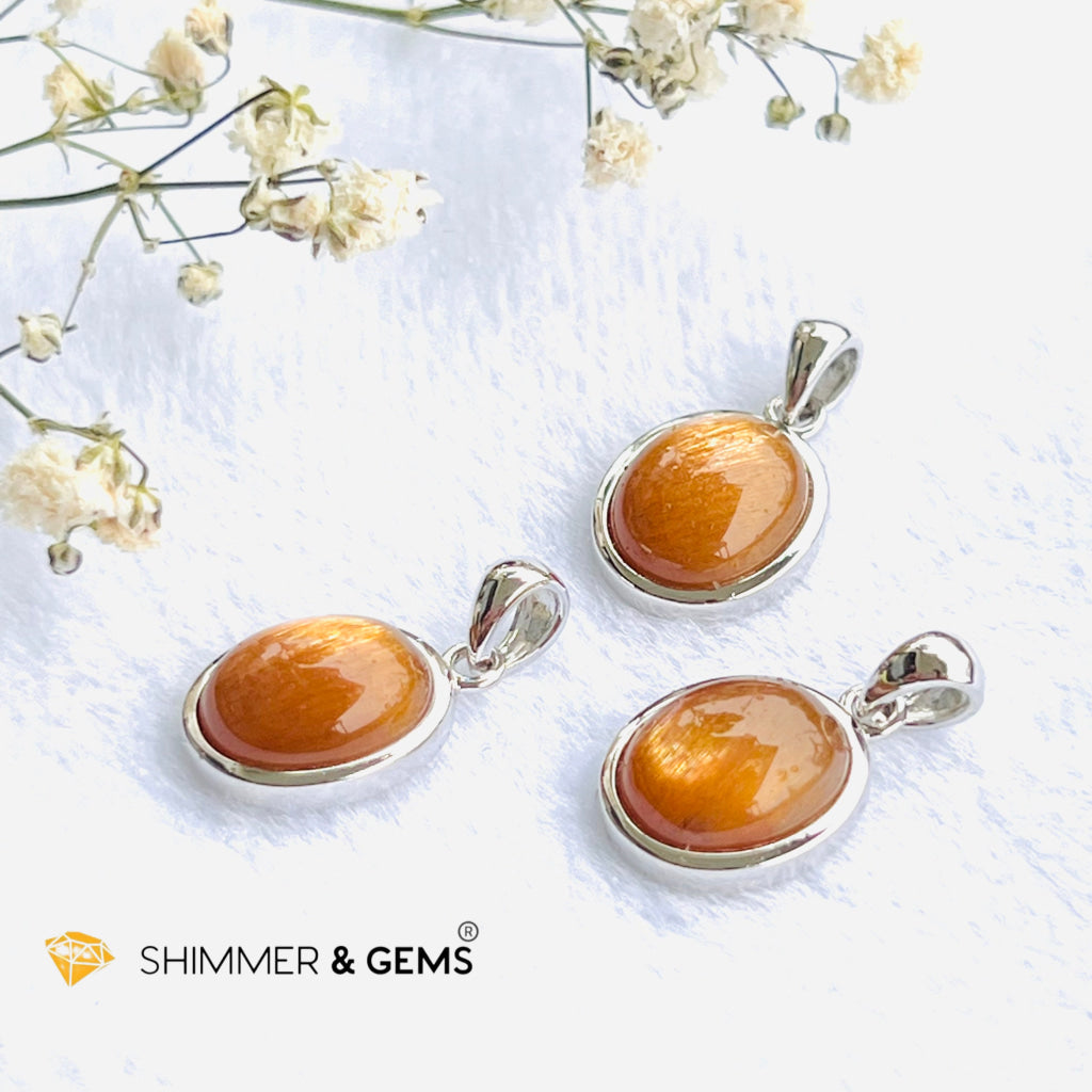 Gold Sunstone Oval Pendant 8X10Mm Charms & Pendants