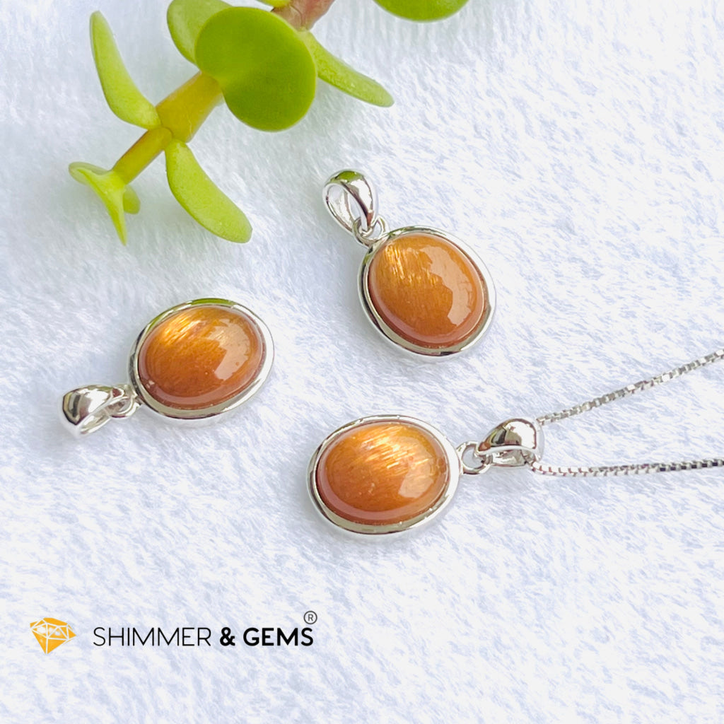 Gold Sunstone Oval Pendant 8X10Mm Charms & Pendants