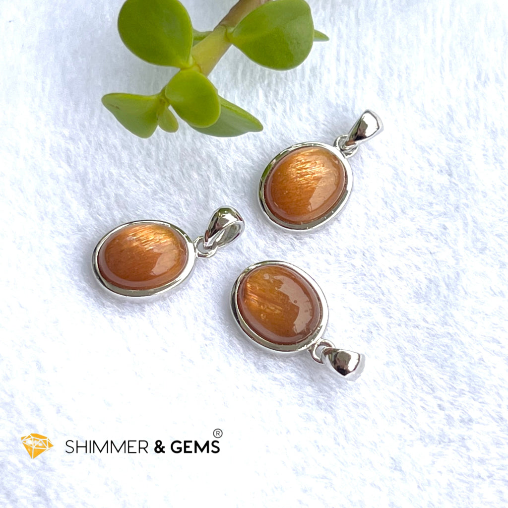 Gold Sunstone Oval Pendant 8X10Mm Charms & Pendants