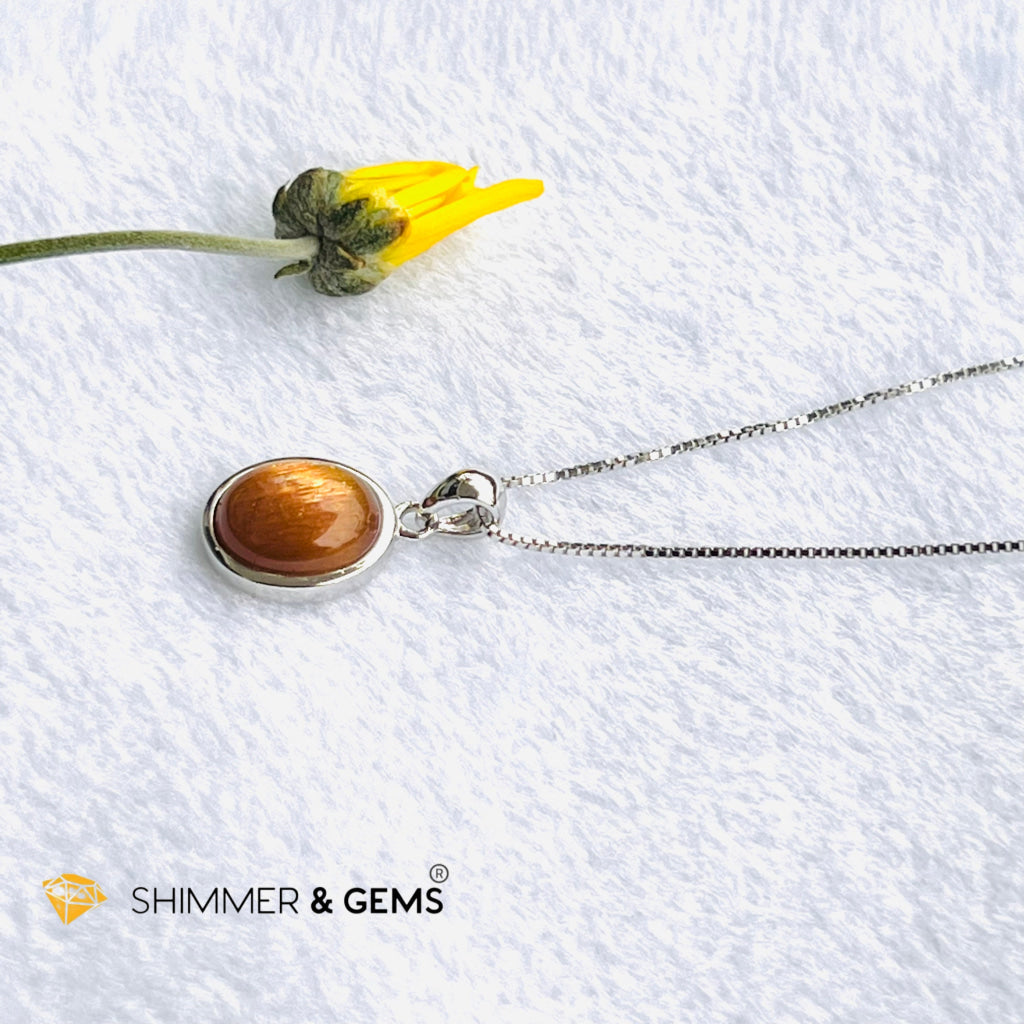 Gold Sunstone Oval Pendant 8X10Mm Charms & Pendants