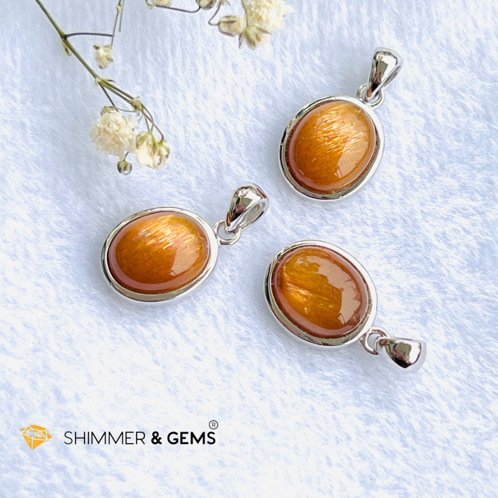 Gold Sunstone Oval Pendant 8X10Mm Charms & Pendants