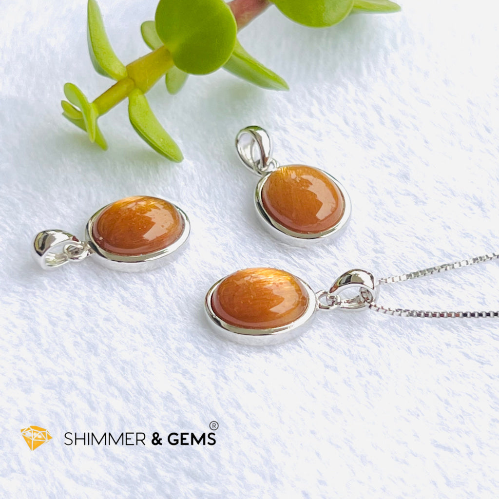 Gold Sunstone Oval Pendant 8X10Mm Charms & Pendants
