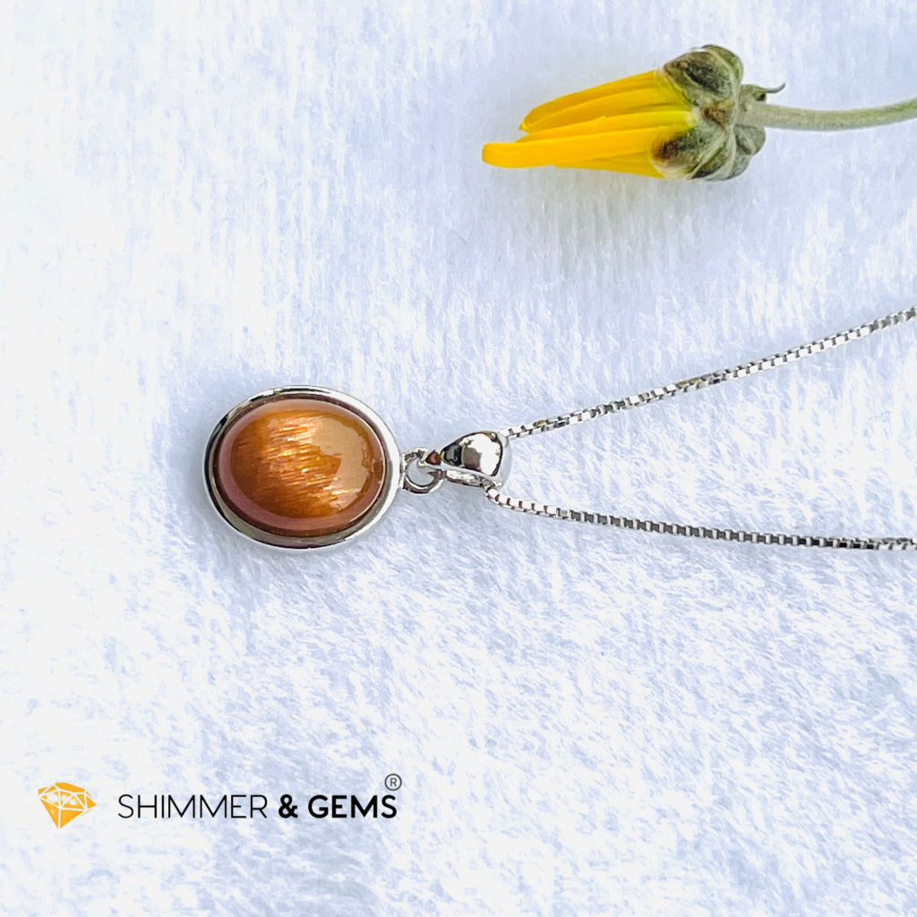 Gold Sunstone Oval Pendant 8X10Mm Charms & Pendants