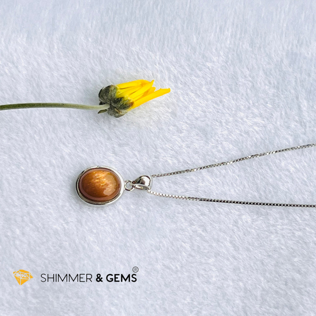 Gold Sunstone Oval Pendant 8X10Mm Charms & Pendants