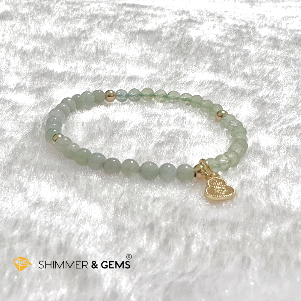 Good Health Bracelet (Prehnite, Burma Jade & 14k Goldplated Copper Wu Lou Charm)