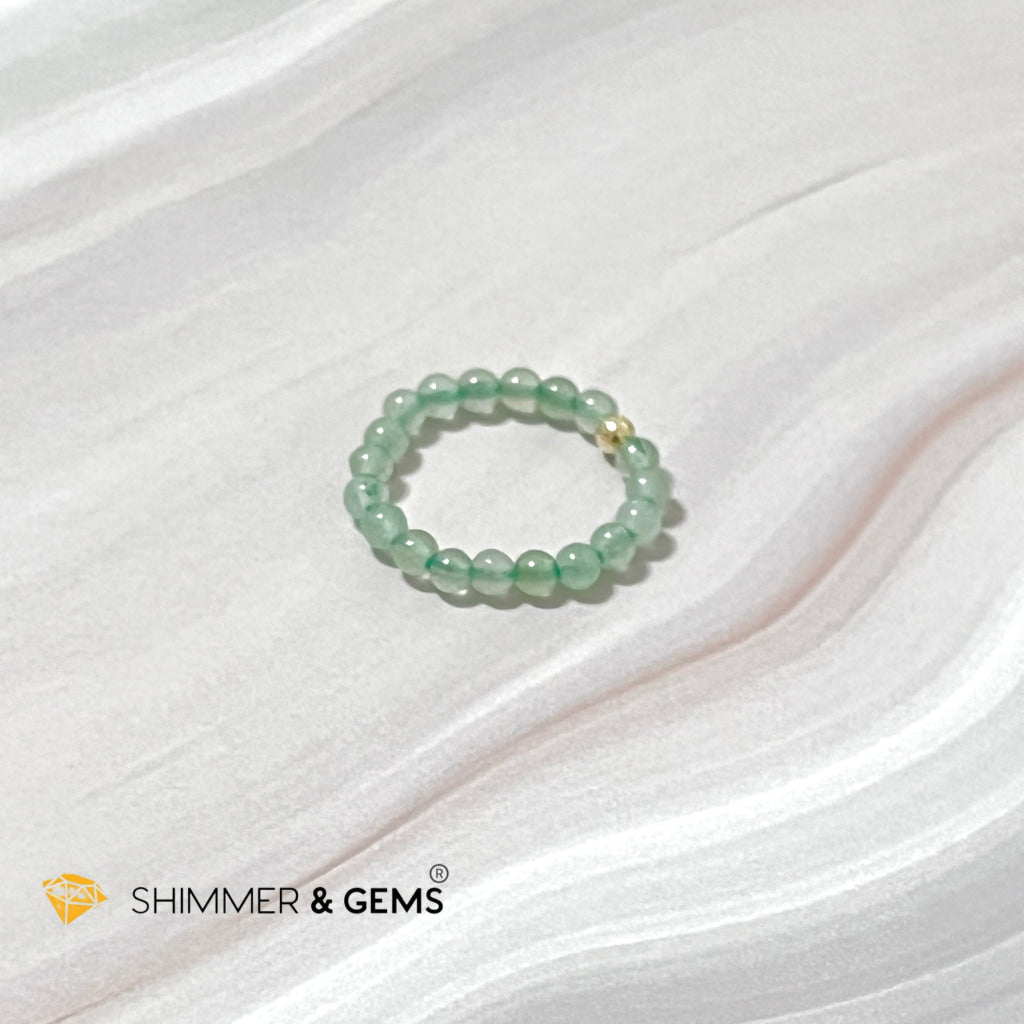 Green Aventurine 3Mm With 14K Gold Filled Beads Ring (Goodluck)