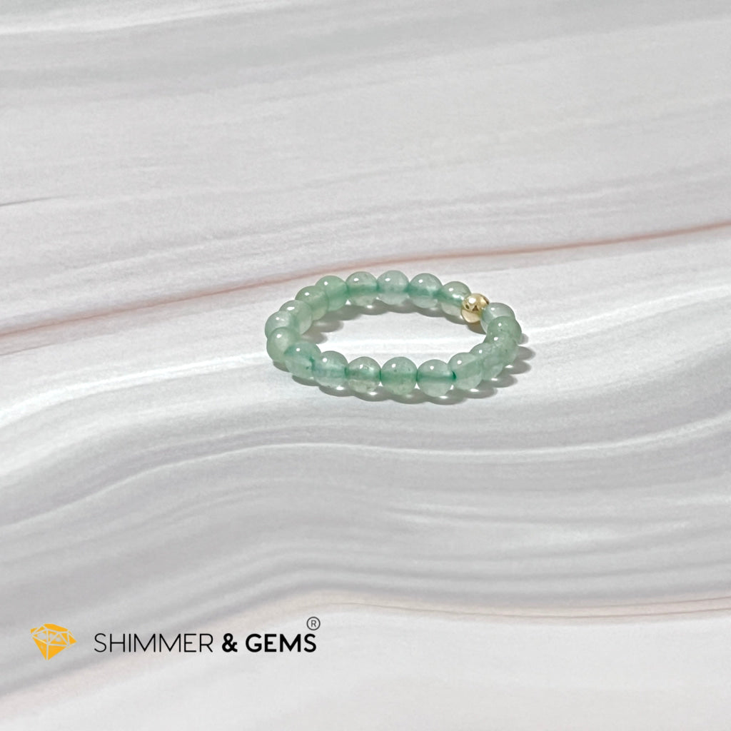Green Aventurine 3Mm With 14K Gold Filled Beads Ring (Goodluck)