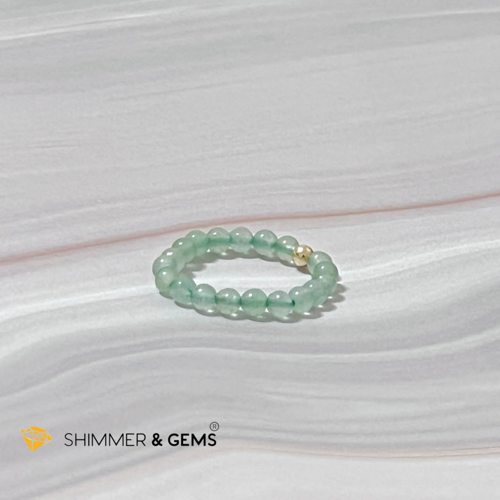 Green Aventurine 3Mm With 14K Gold Filled Beads Ring (Goodluck) Us 4