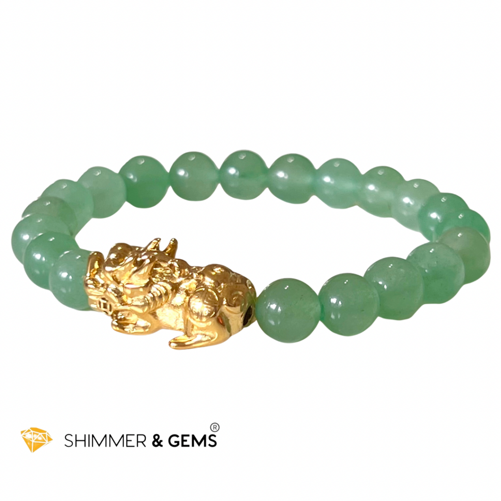Green Aventurine Stainless Steel Pixiu Bracelet (8Mm) Bracelets