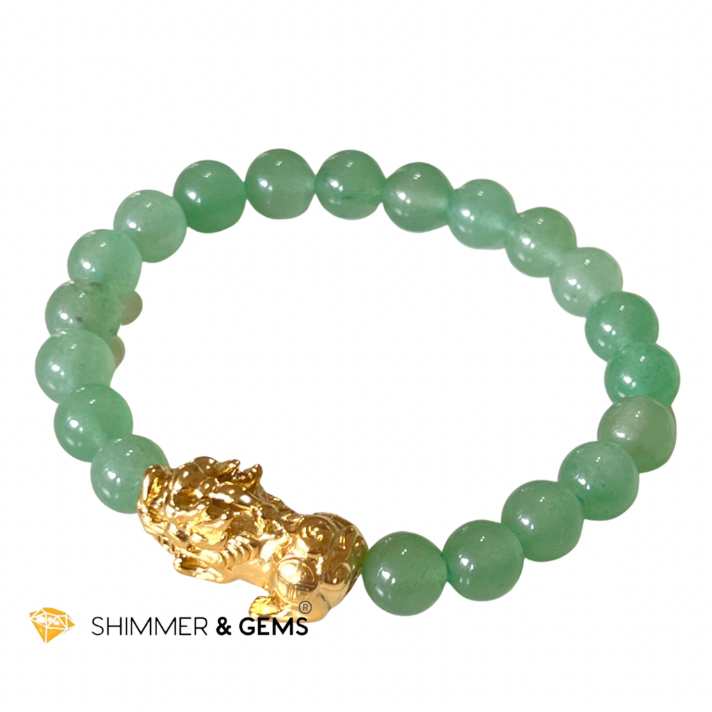 Green Aventurine Stainless Steel Pixiu Bracelet (8Mm) Bracelets