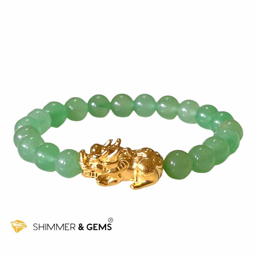 Green Aventurine Stainless Steel Pixiu Bracelet (8Mm) Bracelets