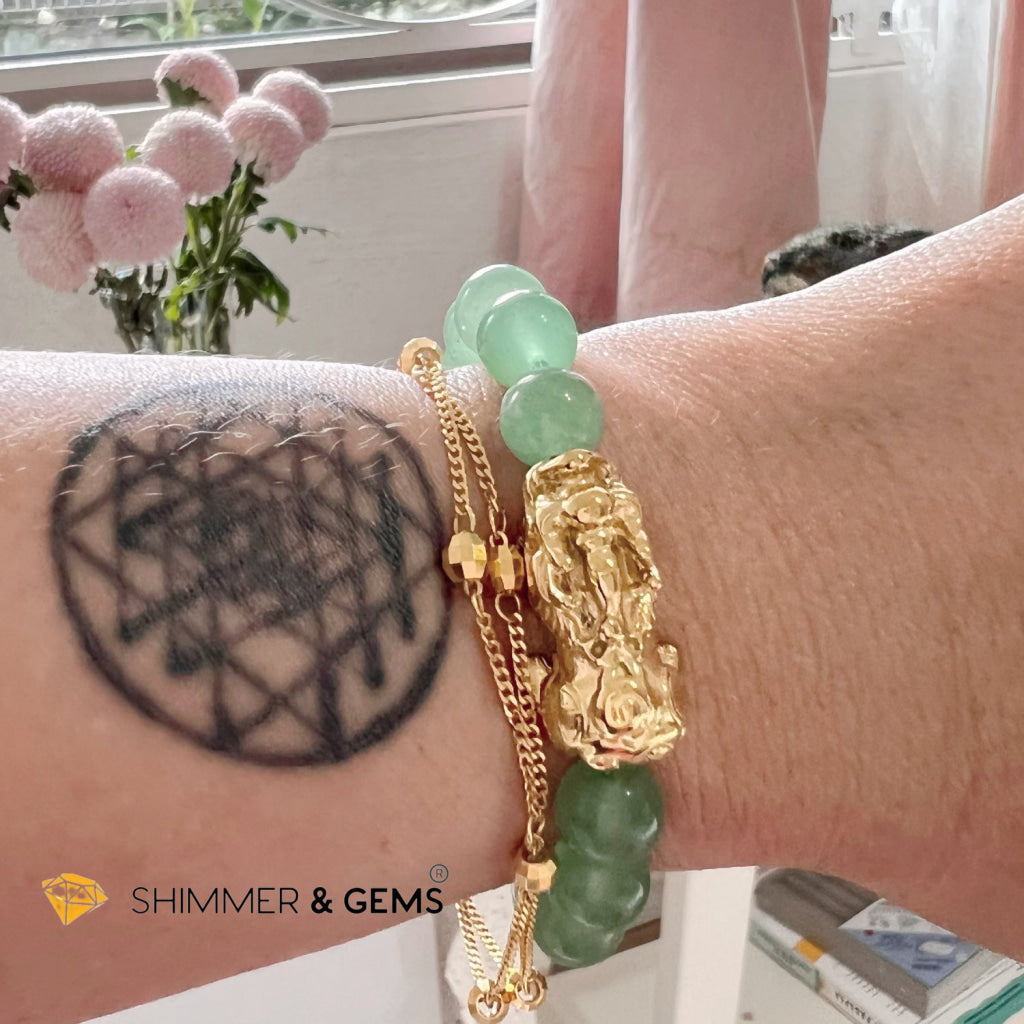 Green Aventurine Stainless Steel Pixiu Bracelet (8Mm) Bracelets