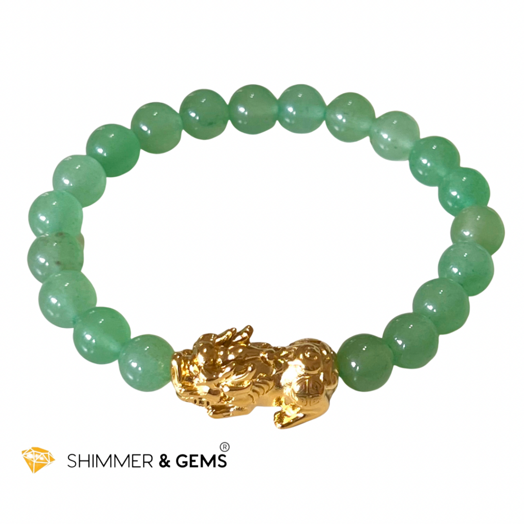 Green Aventurine Stainless Steel Pixiu Bracelet (8Mm) Bracelets