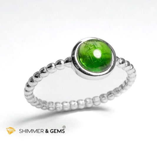 Green Diopside Bezel Ring 925 Silver (Russia) Encoded & Activated