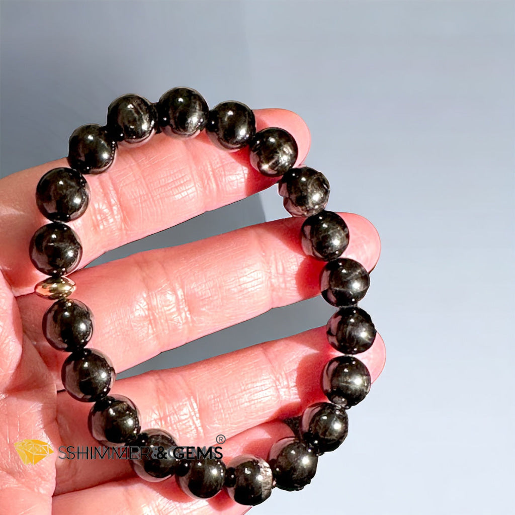 Hypersthene (Natural) 8-9mm Bracelet Top Grade (with 14k Gold Filled) Egypt