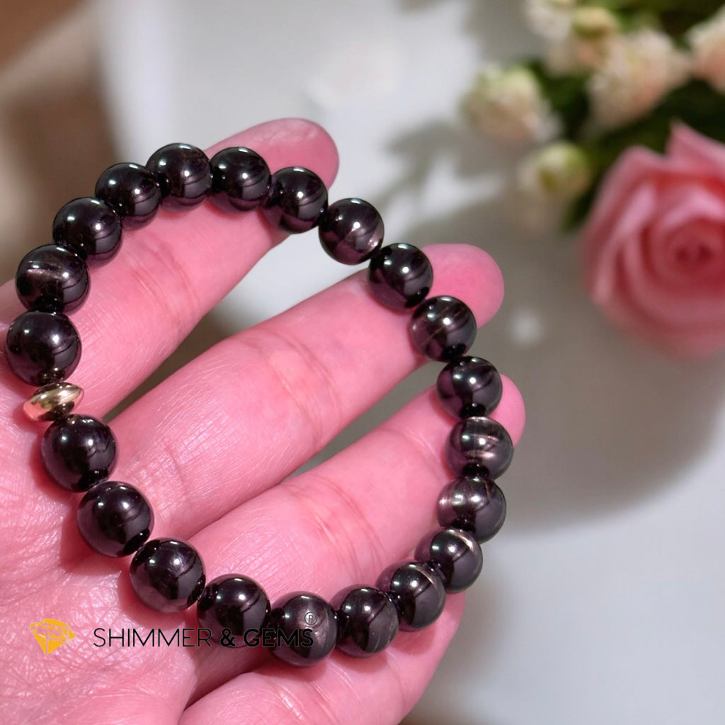Hypersthene (Natural) 8-9mm Bracelet Top Grade (with 14k Gold Filled) Egypt