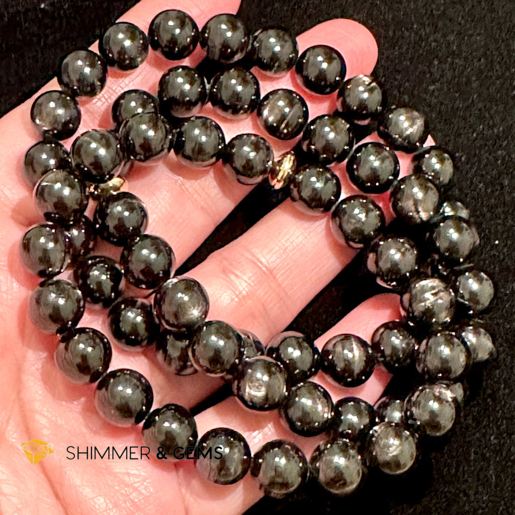 Hypersthene (Natural) 8-9mm Bracelet Top Grade (with 14k Gold Filled) Egypt